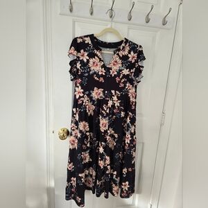 Floral Ruffle Sleeve Dress